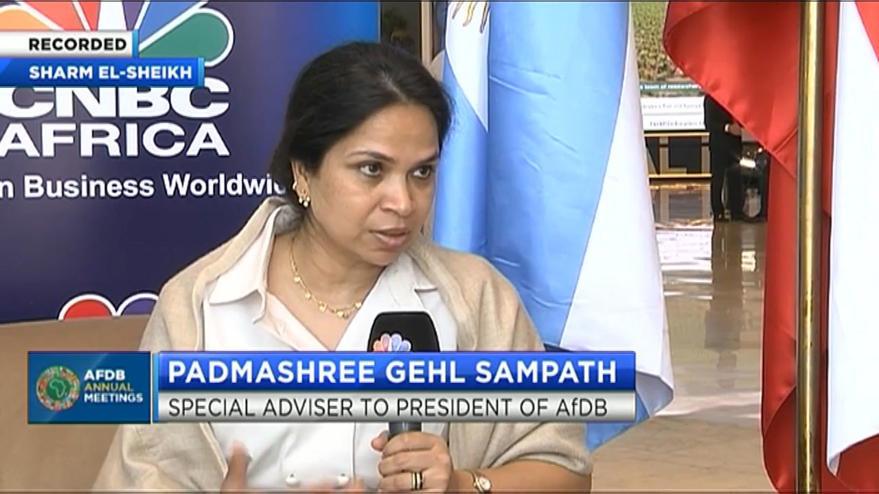 Padmashree Gehl Sampath interviewed by CNBC Africa at the AfDB Annual Meetings
